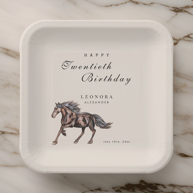 Watercolor Mystical Horse ANY Birthday Party Paper Plate (Creator Uploaded)