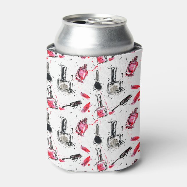 Watercolor Nail Polish Pattern Can Cooler (Can Front)