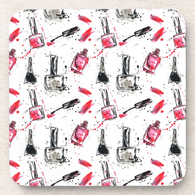 Watercolor Nail Polish Pattern Coaster (Front)