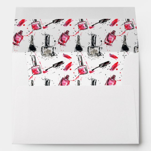 Watercolor Nail Polish Pattern Envelope (Back (Bottom))