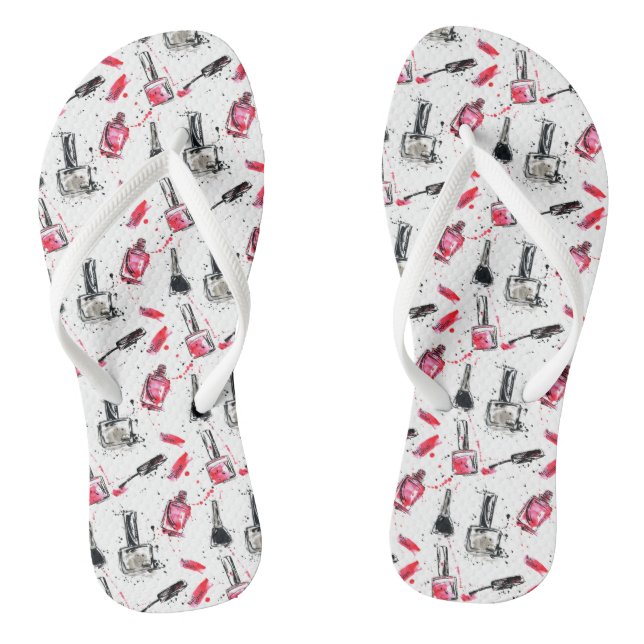 Watercolor Nail Polish Pattern Jandals (Footbed)
