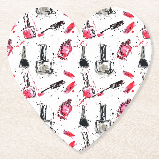 Watercolor Nail Polish Pattern Paper Coaster (Front)