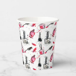 Watercolor Nail Polish Pattern Paper Cups