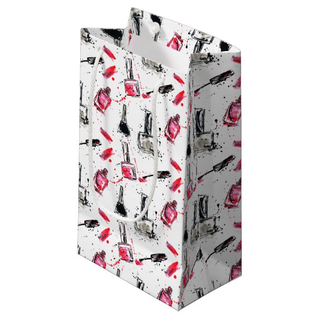 Watercolor Nail Polish Pattern Small Gift Bag (Front Angled)