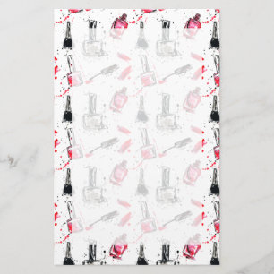 Watercolor Nail Polish Pattern Stationery