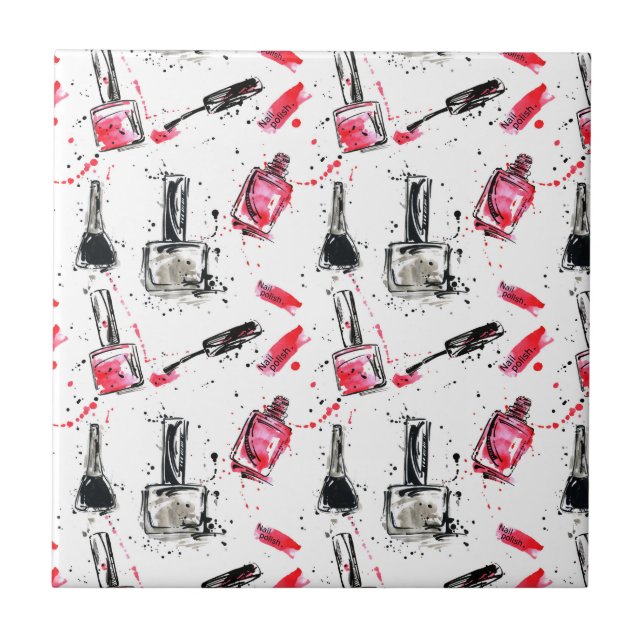 Watercolor Nail Polish Pattern Tile (Front)