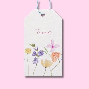 Watercolor Name Wildflower Minimalistic Boho Gift Tags