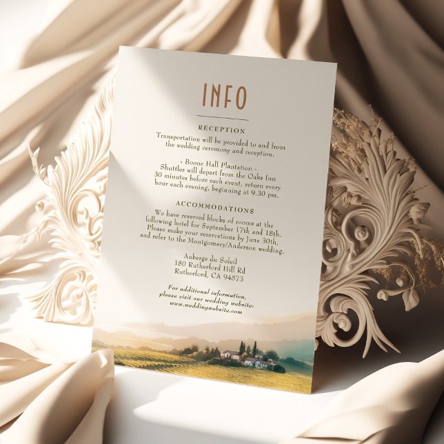 Watercolor Napa Valley Vineyards Wedding Info Card (Creator Uploaded)