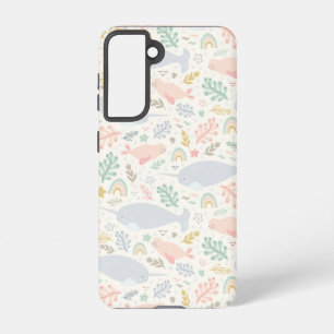 Watercolor Narwhal & Seal Pattern Samsung Galaxy Case
