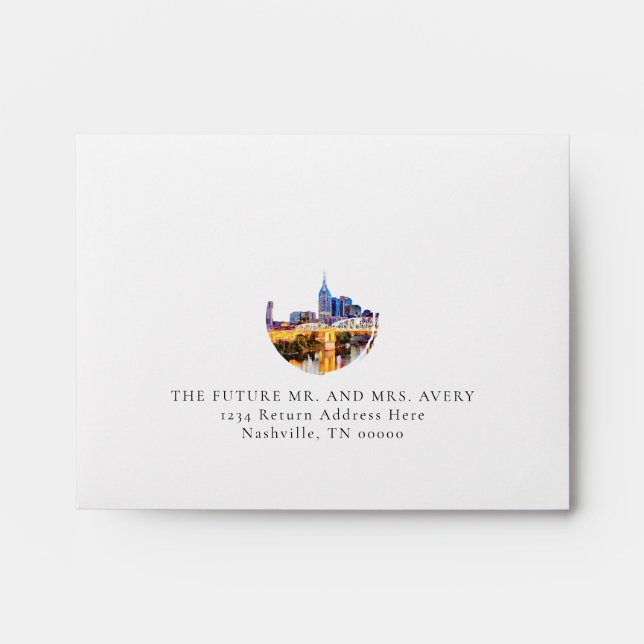 Watercolor Nashville Skyline RSVP Envelope (Front)