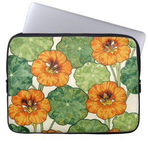 Watercolor Nasturtium Floral Pattern Laptop Sleeve