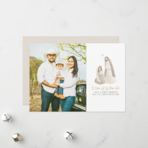 Watercolor Nativity 1 Photo Flat Holiday Card