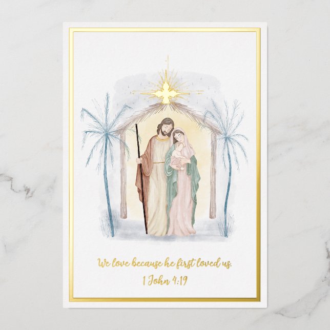 Watercolor nativity custom Christmas (Front)
