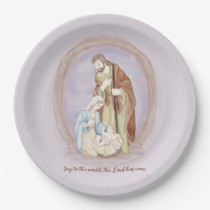 Watercolor nativity custom holiday   paper plate