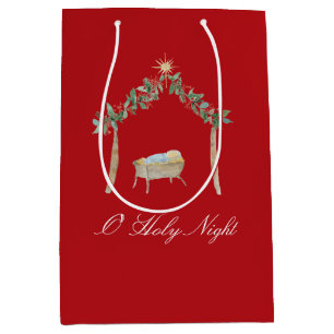 Watercolor Nativity Gift Tag Medium Gift Bag