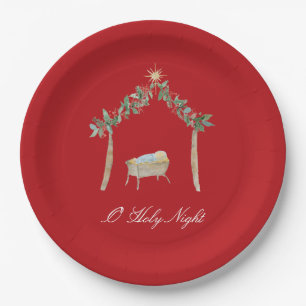 Watercolor Nativity  Paper Plate