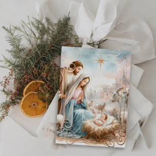 Watercolor Nativity Scene
