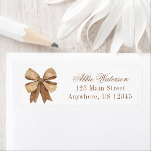 Watercolor Natural Burlap Bow Return Address
