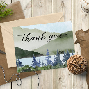 Watercolor Nature Forest Mountain Outdoor Wedding Thank You Card