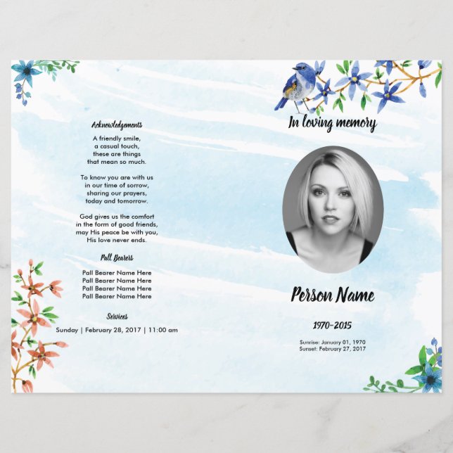 WATERCOLOR NATURE | Funeral Program Template (Front)