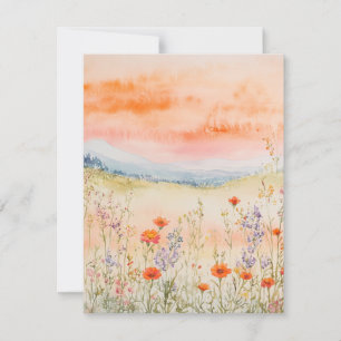 Watercolor Nature Note Card – Wildflower Sunrise