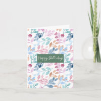 Watercolor Nature Pattern Birthday Card
