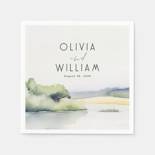 Watercolor Nature Romantic Napkin (Front)