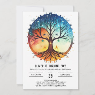 Watercolor Nature Tree of Life Birthday Invitation