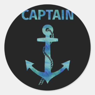 Watercolor Nautical Anchor Captain Sailing Boating Classic Round Sticker