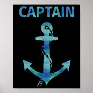 Watercolor Nautical Anchor Captain Sailing Boating Poster