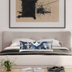 Watercolor Nautical Anchor Ocean Navy Monogram Body Cushion