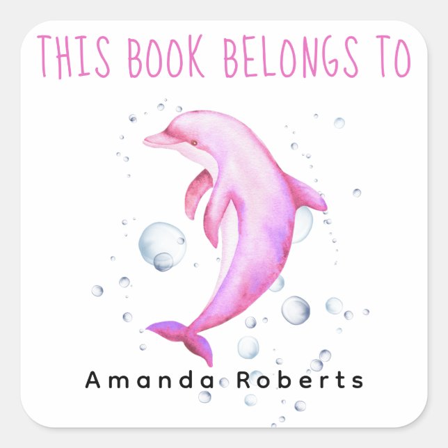 Watercolor nautical - baby shower bookplate square sticker (Front)