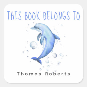 Watercolor nautical - baby shower bookplate square sticker