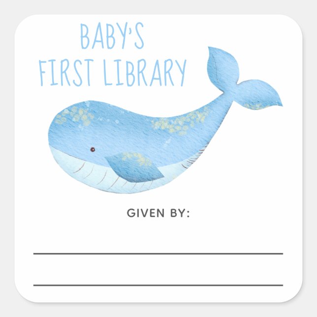 Watercolor nautical - baby shower bookplate square sticker (Front)
