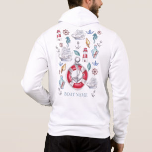 Watercolor Nautical Boat Name Hoodie