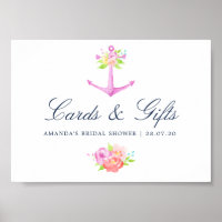 Watercolor Nautical Bridal Shower Cards and Gifts
