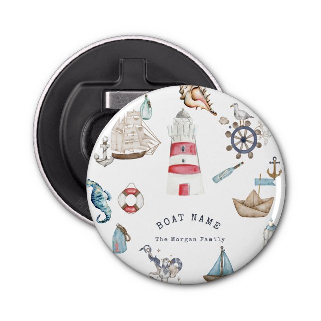 Watercolor Nautical Elements Sailor Bottle Opener (Front)