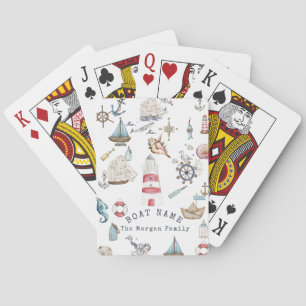 Watercolor Nautical Elements Sailor Playing Cards