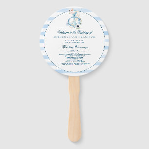 Watercolor Nautical Floral Anchor Beach Wedding Hand Fan