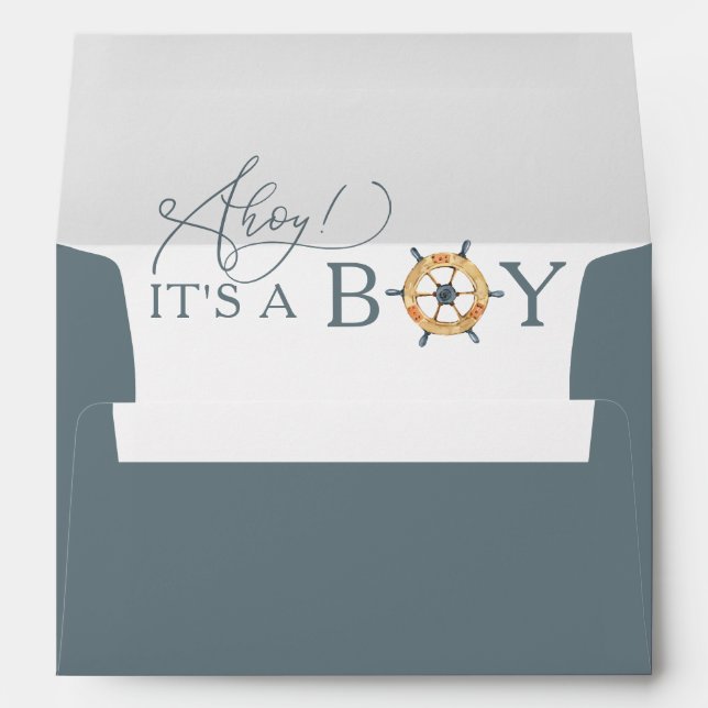 Watercolor Nautical Modern Baby Shower Envelope (Back (Bottom))