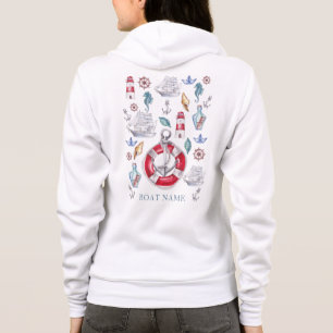 Watercolor Nautical Personalised Boat Name Hoodie