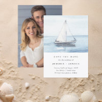 Watercolor Nautical Photo Sailing Save the Date
