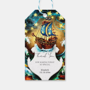 Watercolor Nautical Pirate Baby Shower Gift Tags