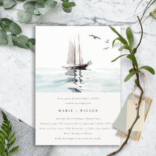 Watercolor Nautical Sailing Yacht Rehearsal Dinner Invitation