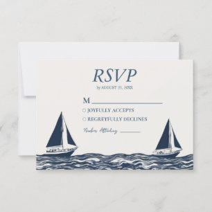 Watercolor Nautical Ship Sailing Yacht Wedding RSVP Card