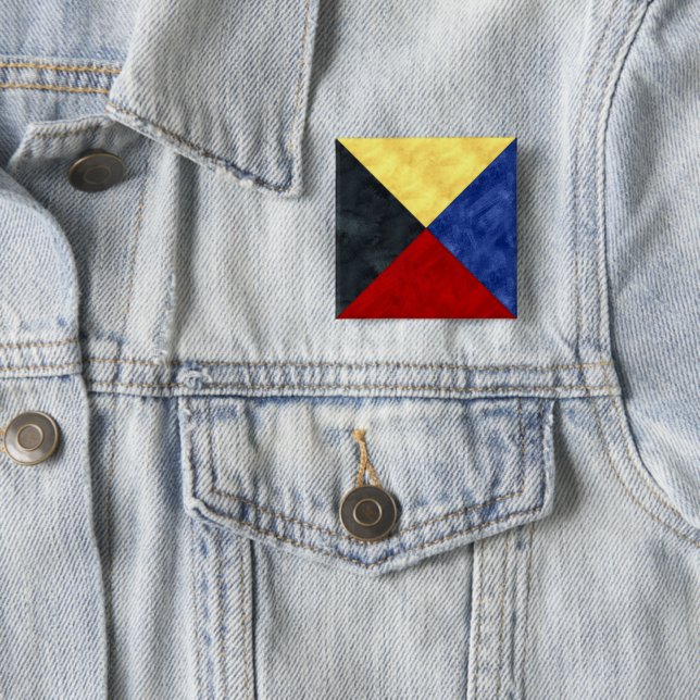 Watercolor Nautical Signal Maritime Flag 15 Cm Square Badge (In Situ)