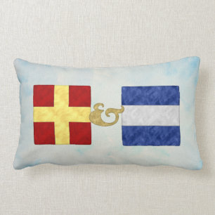 Watercolor Nautical Signal Maritime Flag   NB API Lumbar Cushion