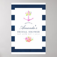 Watercolor Nautical Themed Floral Bridal Shower