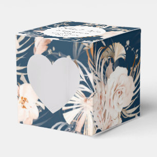 Watercolor navy blue floral personalised wedding favour box
