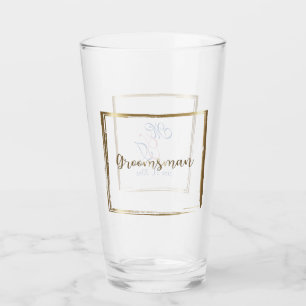 Watercolor Navy & Blush Groomsman Glass